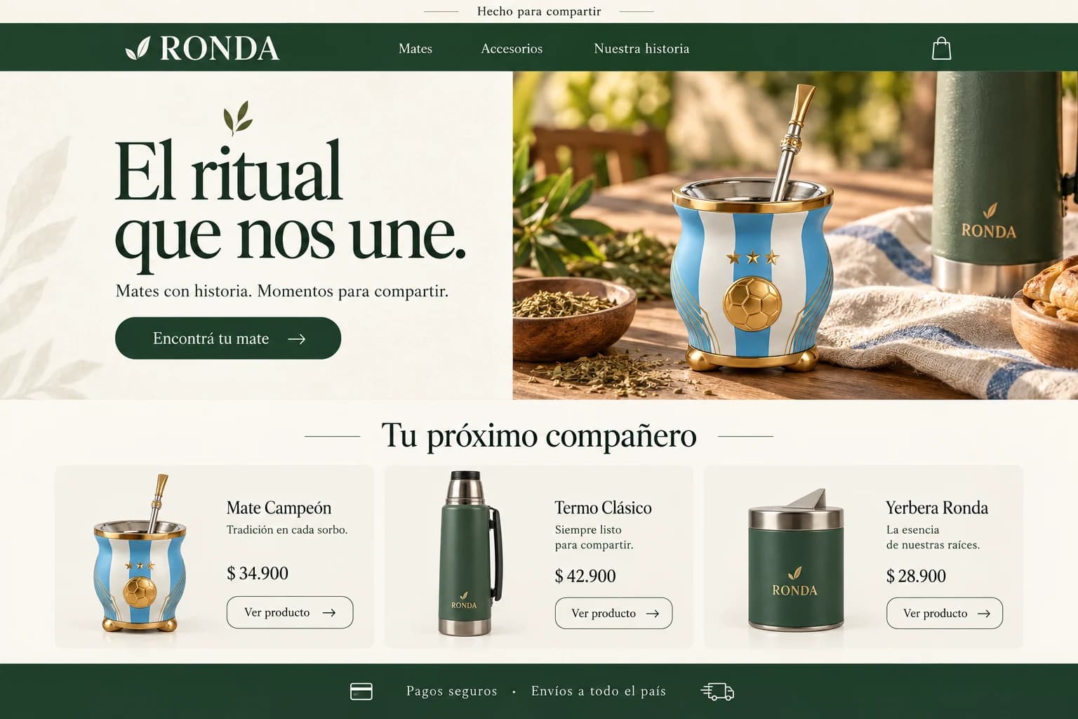 Diseño de ecommerce Ronda: portada personalizada, catálogo de productos y carrito