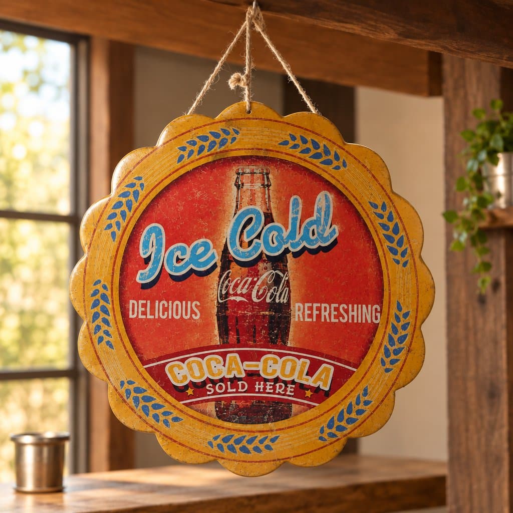 Cartel decorativo de chapa Coca-Cola con relieve 30cm