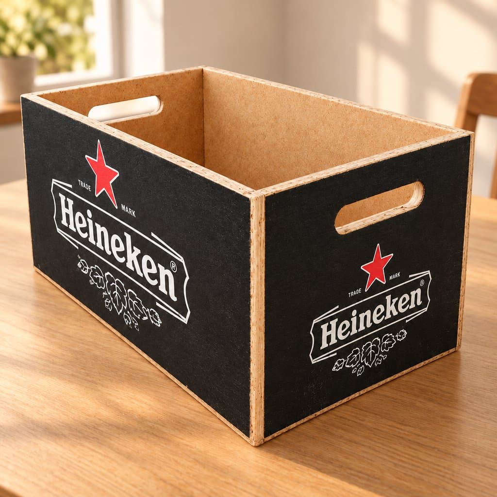 Cajón de Madera Grande Heineken 40x25x20cm