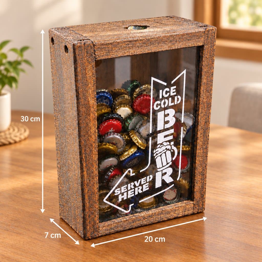 Alcancía de madera con diseño «Ice Cold Beer» 30x20x7cm