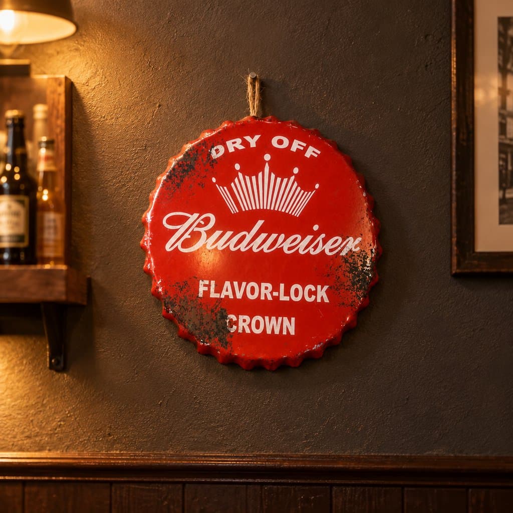 Chapa decorativa estilo tapa Budweiser 30cm