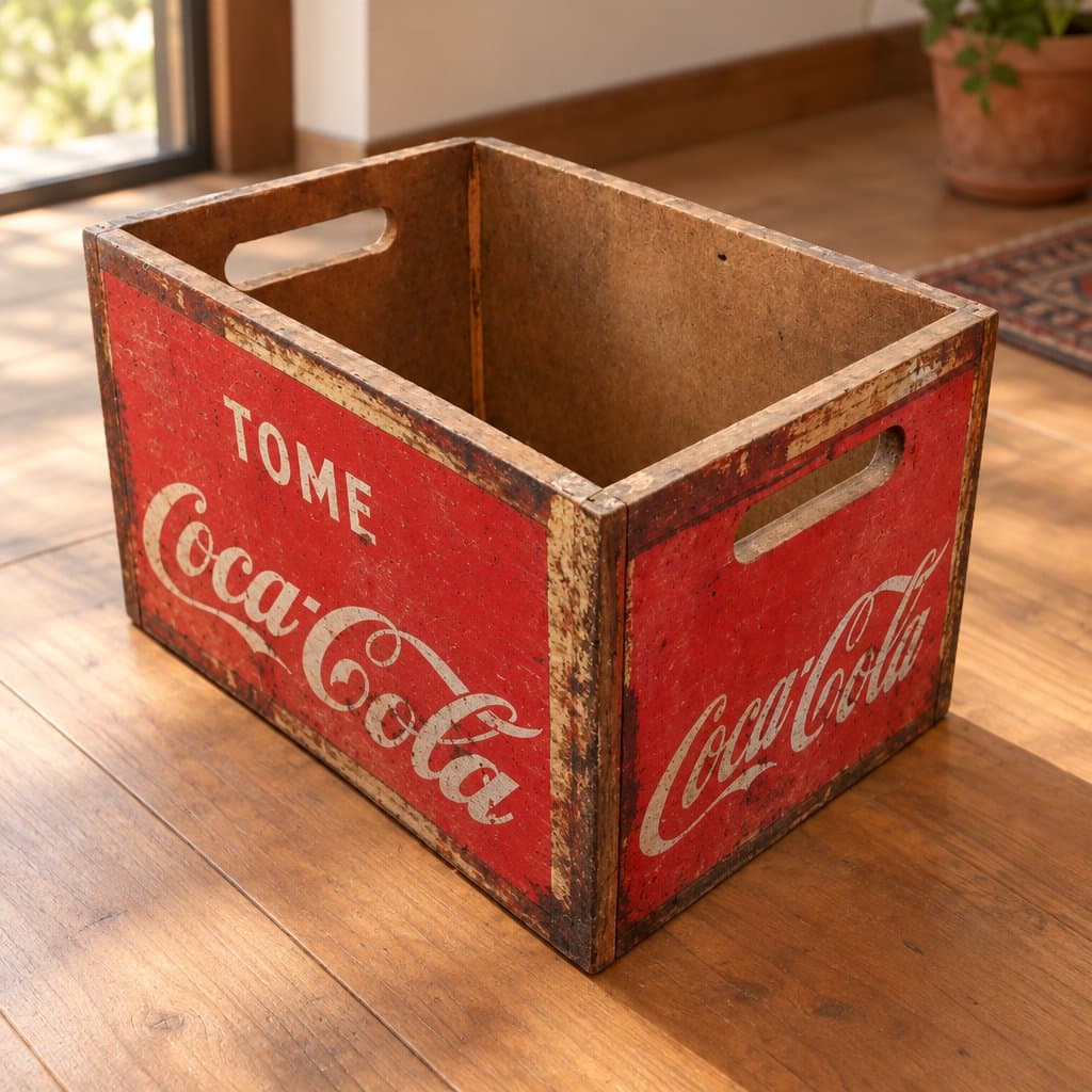 Cajón de madera chico Coca-Cola 28x20x17