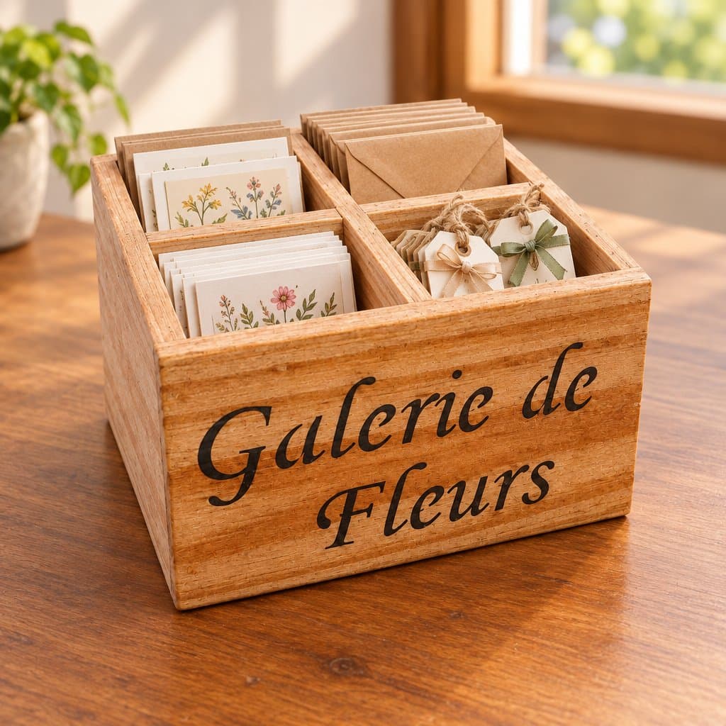Caja organizadora de madera con 4 divisiones Galería de Fleurs 18 x 10 x 10 cm
