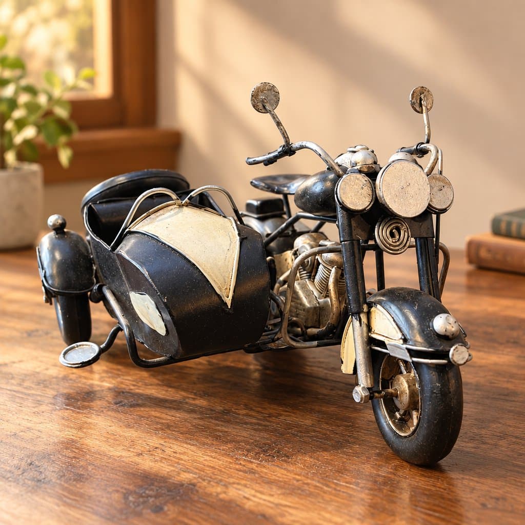 Moto Miniatura de Chapa con Sidecar