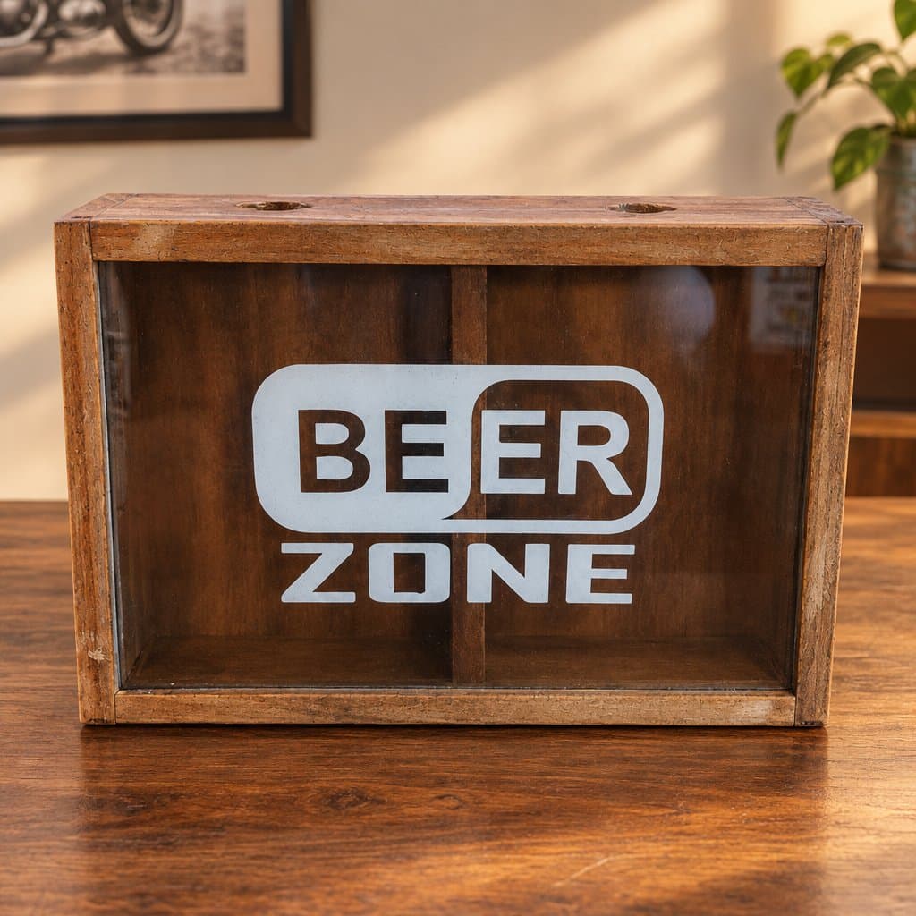 Alcancía Doble Grande de Madera Beer Zone 40x30x7cm