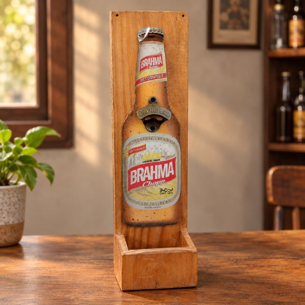 Destapador de Pared 50 cm con Chapa Decorativa y Cajón de Madera