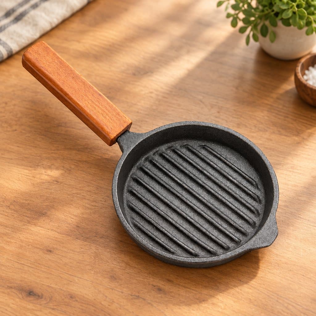 Provoletera Grillada Mango de Madera Fundición de Hierro