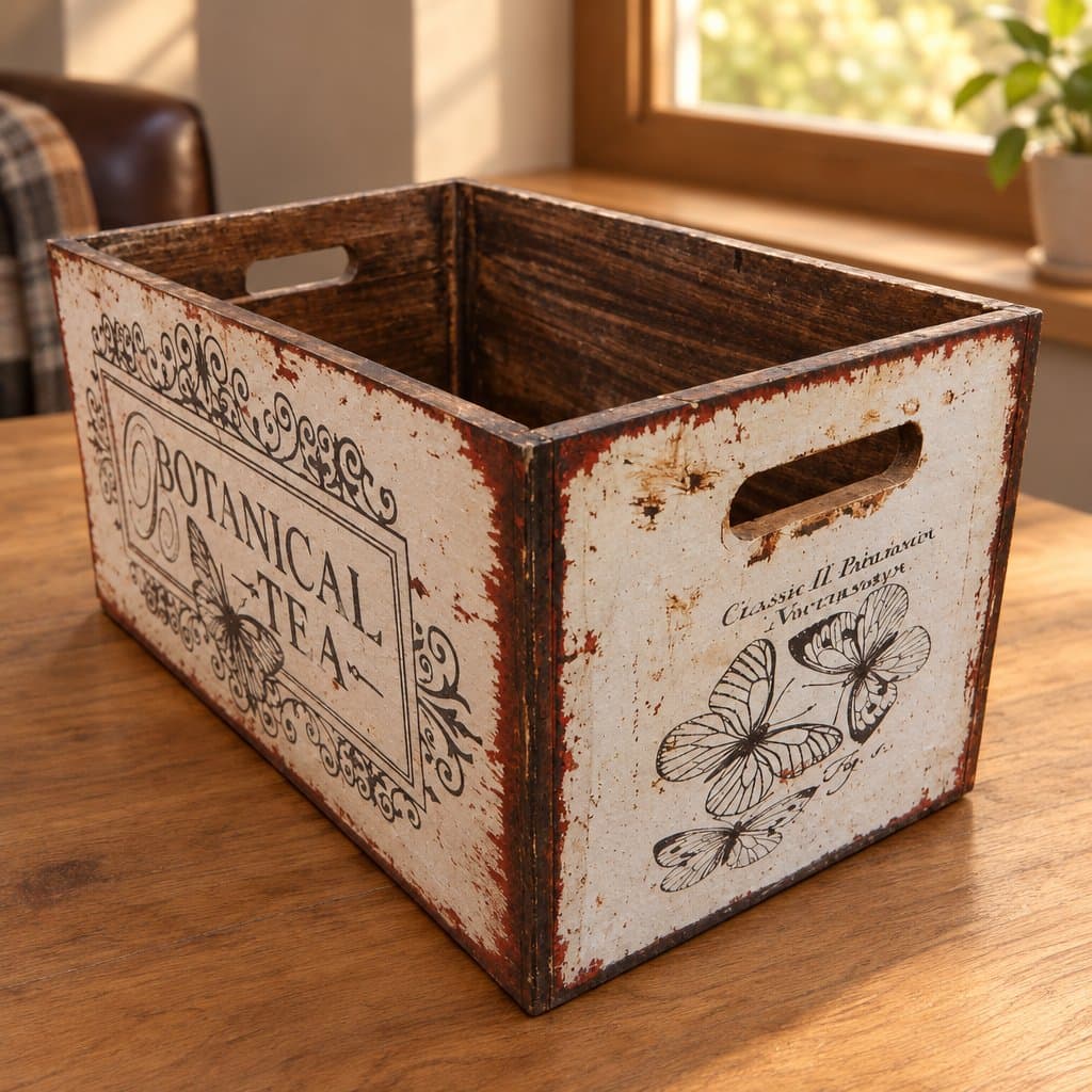 Cajón grande de madera Botanical Garden 40x25x20cm