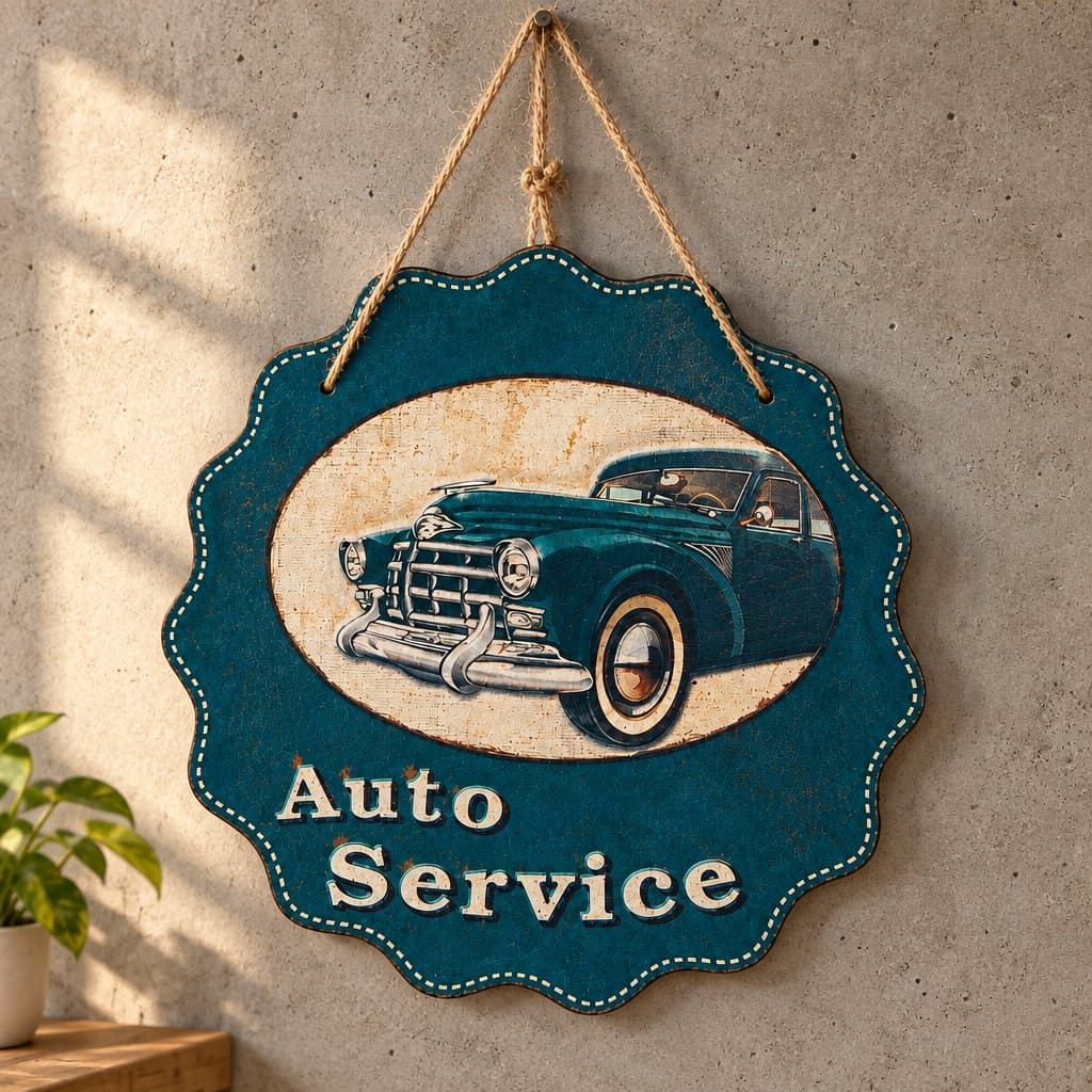 Chapa decorativa en relieve Auto Service 30cm