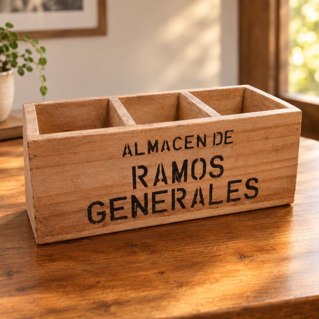 Cajón organizador de madera con 3 divisiones, 27 x 10 x 10 cm
