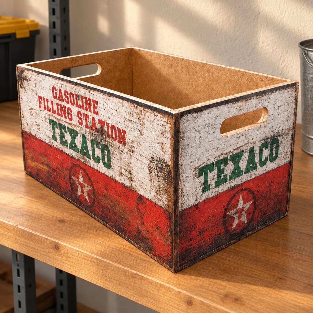 Cajón de madera grande Texaco 40x25x20cm