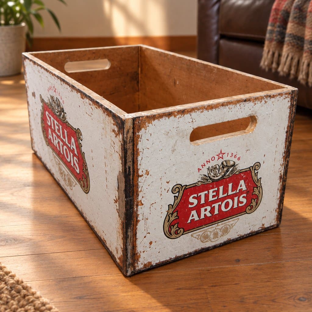 Cajón de madera Stella Artois grande 40x25x20cm