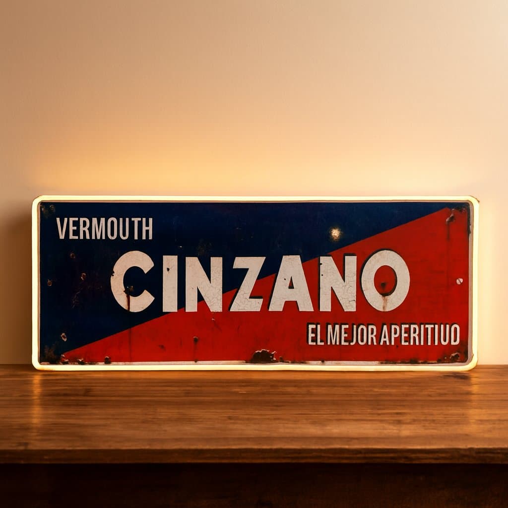 Cartel Neón Pequeño Cinzano 2 Colores - Estilo Vintage Industrial