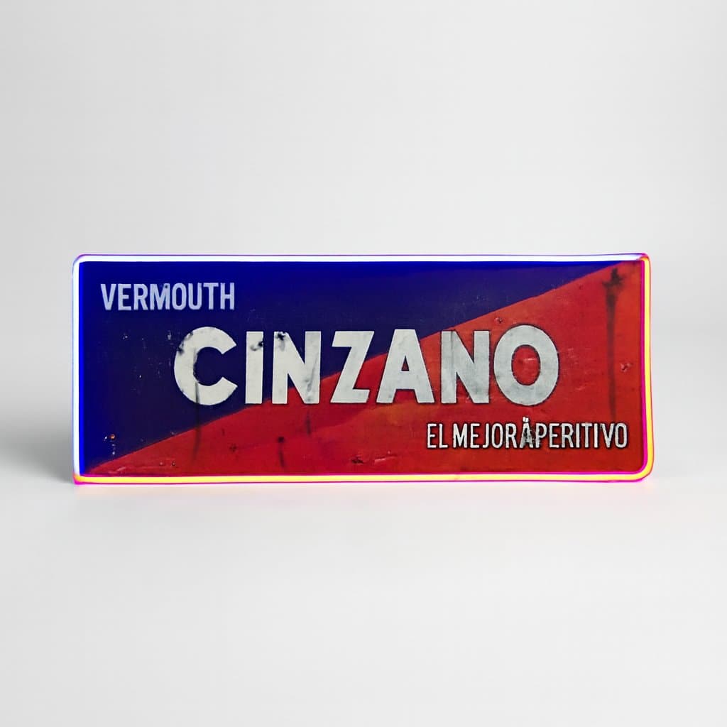 Cartel Neón Vintage Cinzano 90cm - Iluminación en 2 Colores