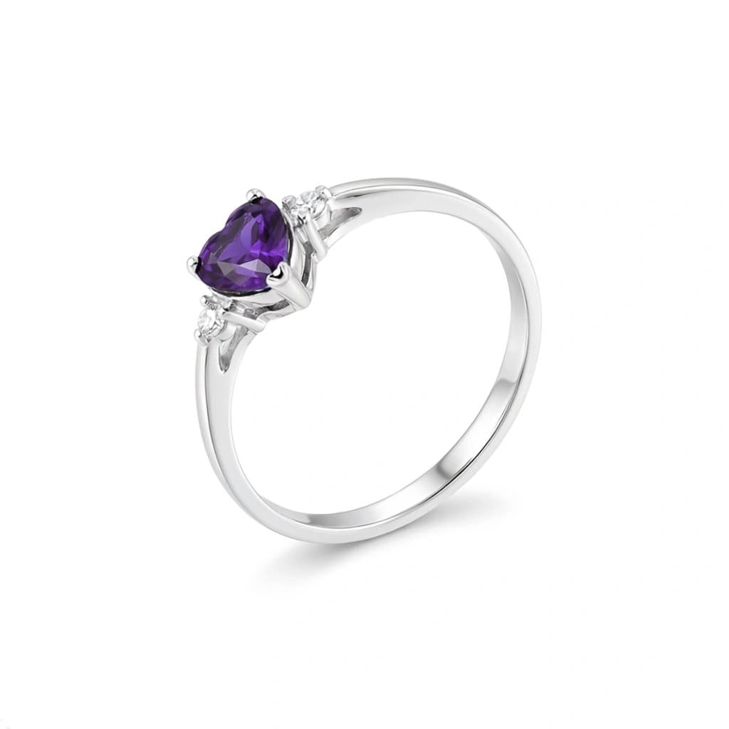 Anillo Solitario Minerva Oro 18K Blanco AMETHYST