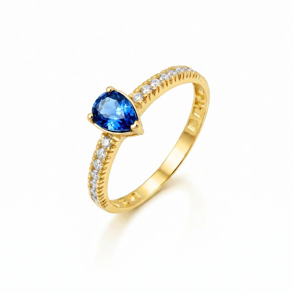 Anillo Solitario CORINTO 18k Gold Montana Blue Crystal